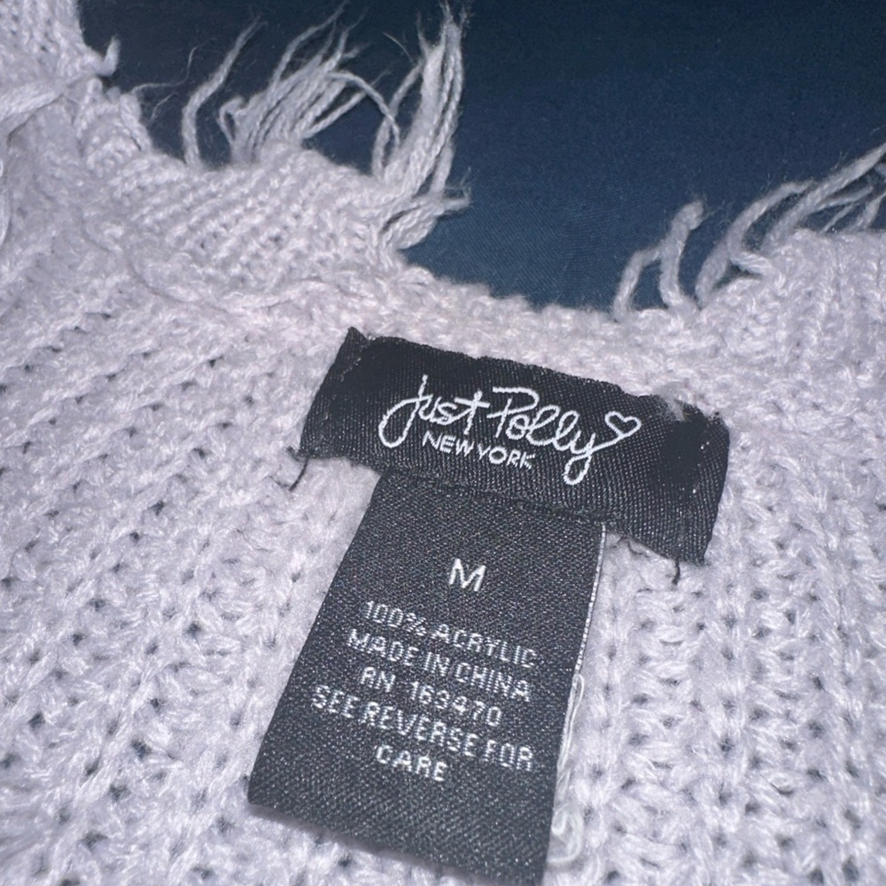 Just Polly New York Sweater Women’s M Purple Cropped Distressed Star Shark Bite - Picture 5 of 8